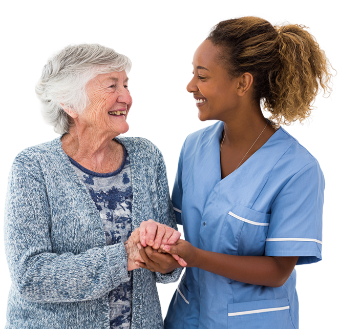 Une femme attentionnée apporte un soutien émotionnel et physique à une dame âgée